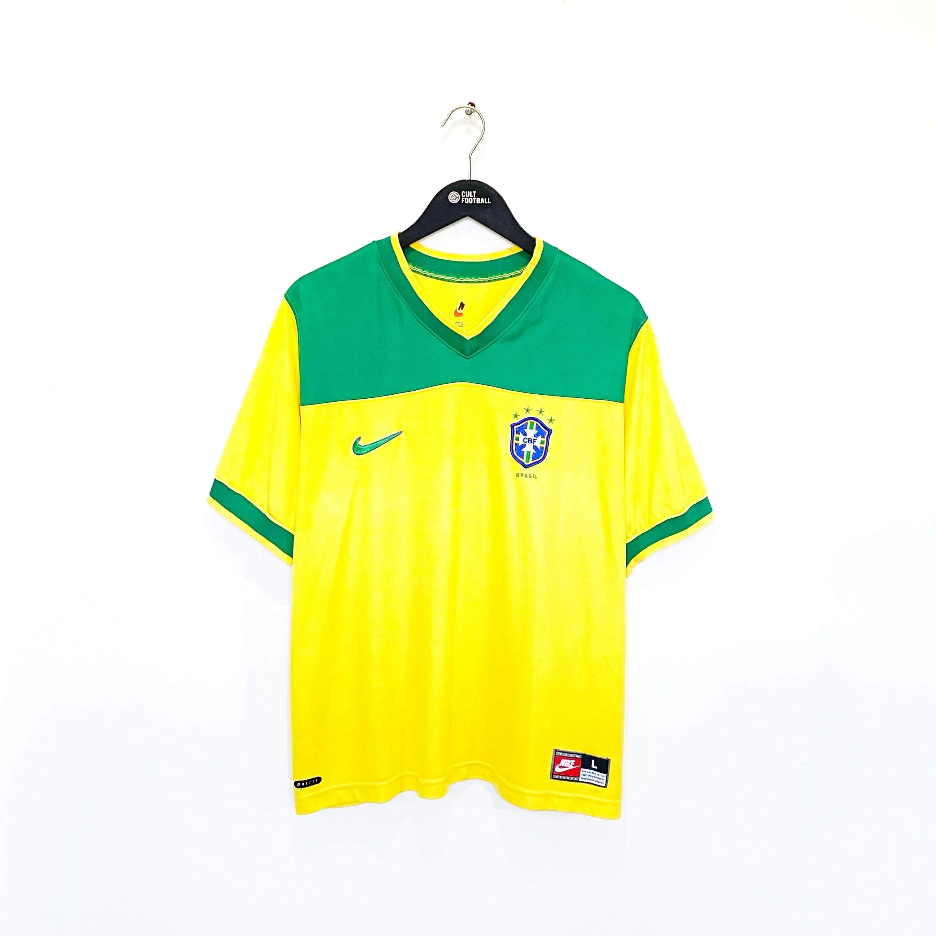 1998 BRAZIL Vintage Nike Football Training Shirt (L) Ronaldo, Roberto Carlos Era