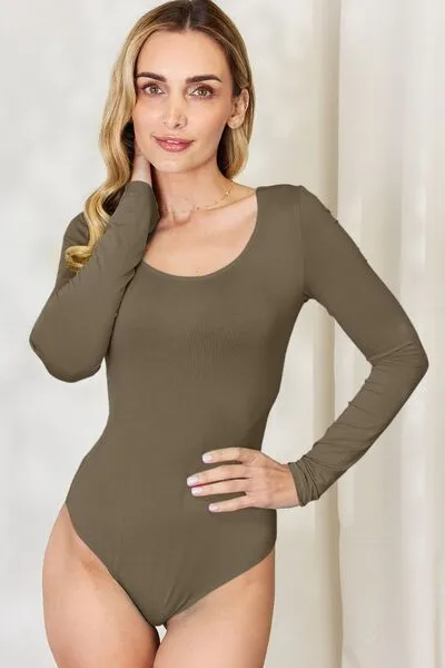 6 Classic Round Neck Long Sleeve Bodysuit (S - 3X)