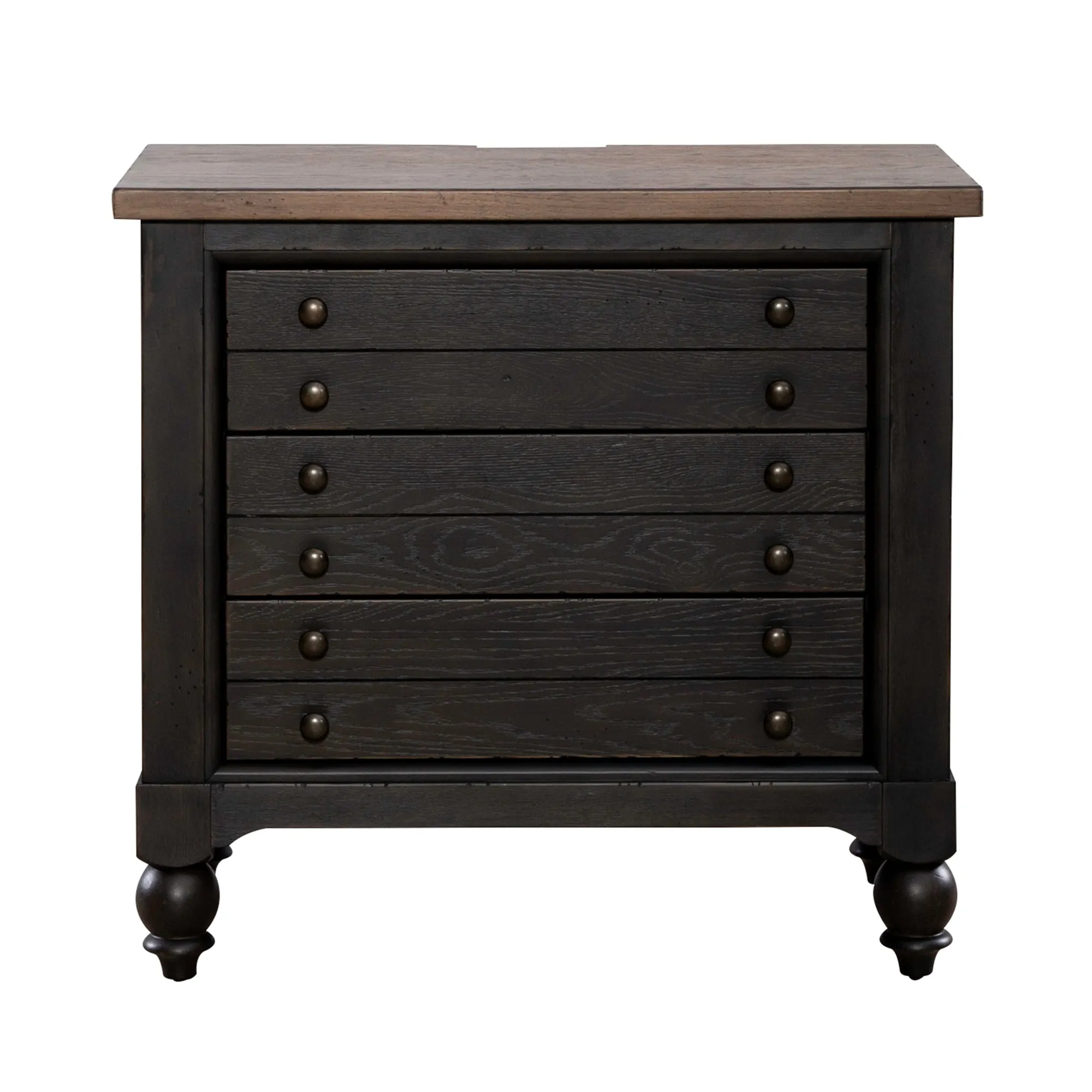 Americana Farmhouse 615-BR62-B Bedside Chest w/ Charging Station - Black