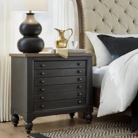 Americana Farmhouse 615-BR62-B Bedside Chest w/ Charging Station - Black