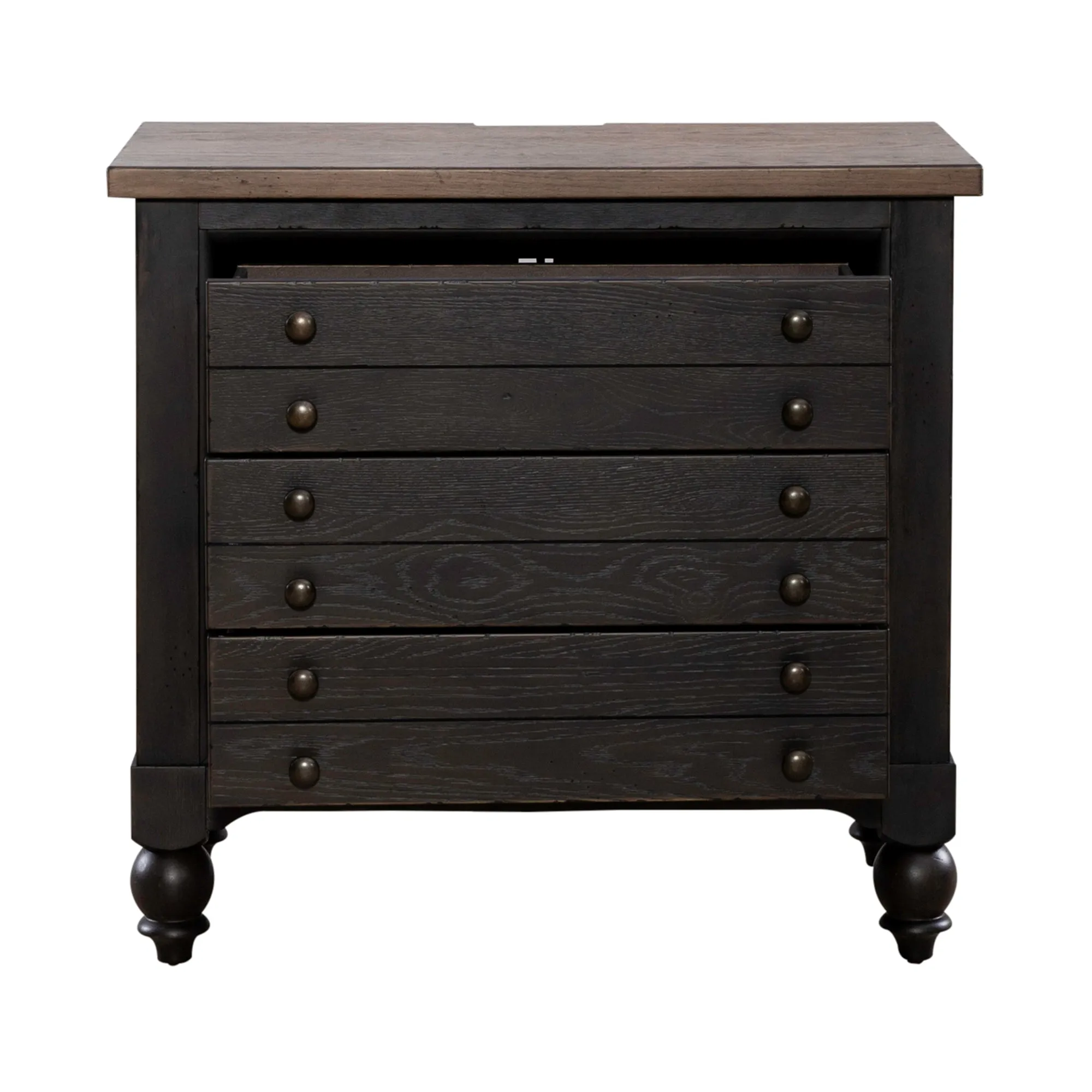 Americana Farmhouse 615-BR62-B Bedside Chest w/ Charging Station - Black