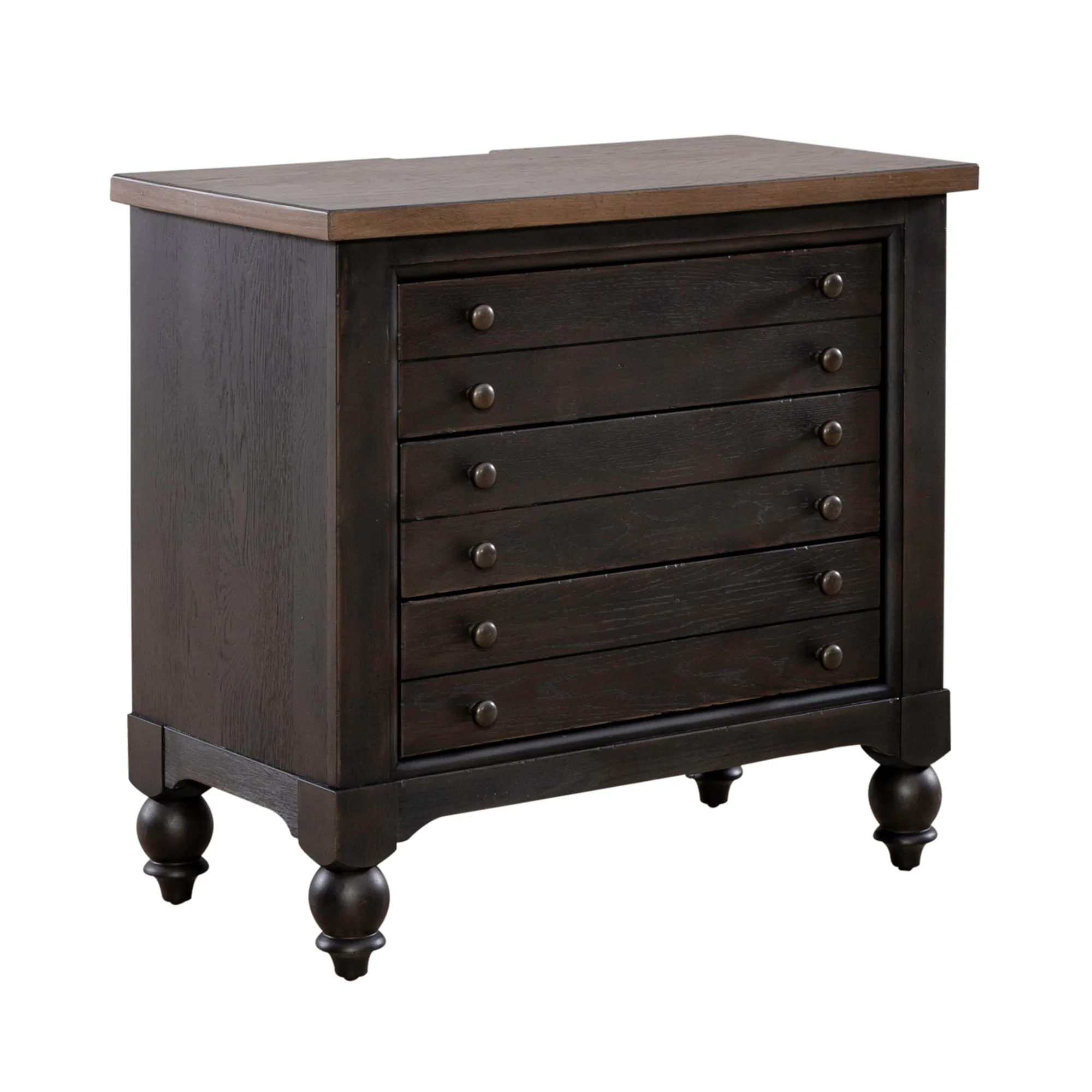 Americana Farmhouse 615-BR62-B Bedside Chest w/ Charging Station - Black