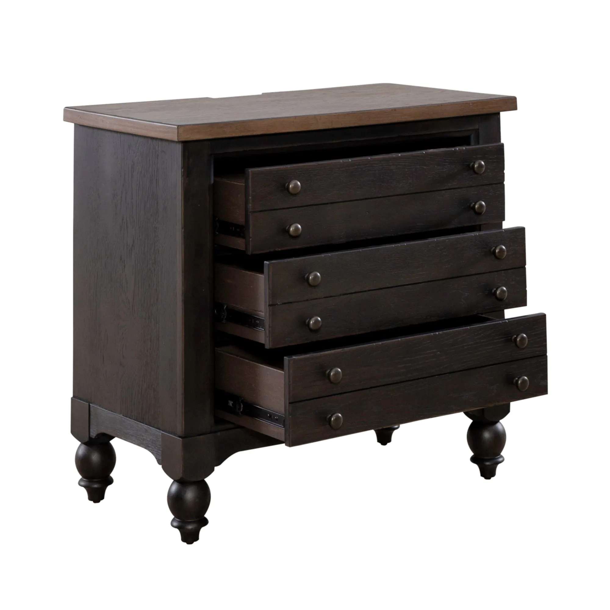 Americana Farmhouse 615-BR62-B Bedside Chest w/ Charging Station - Black