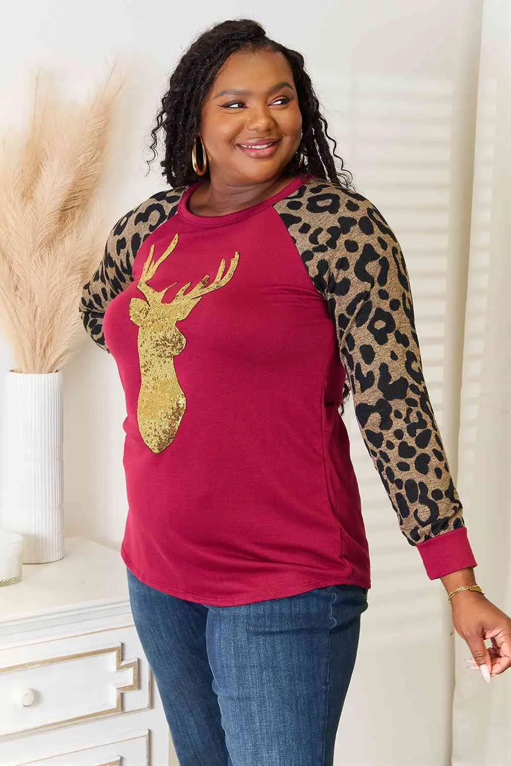 Animal Print Reindeer Top