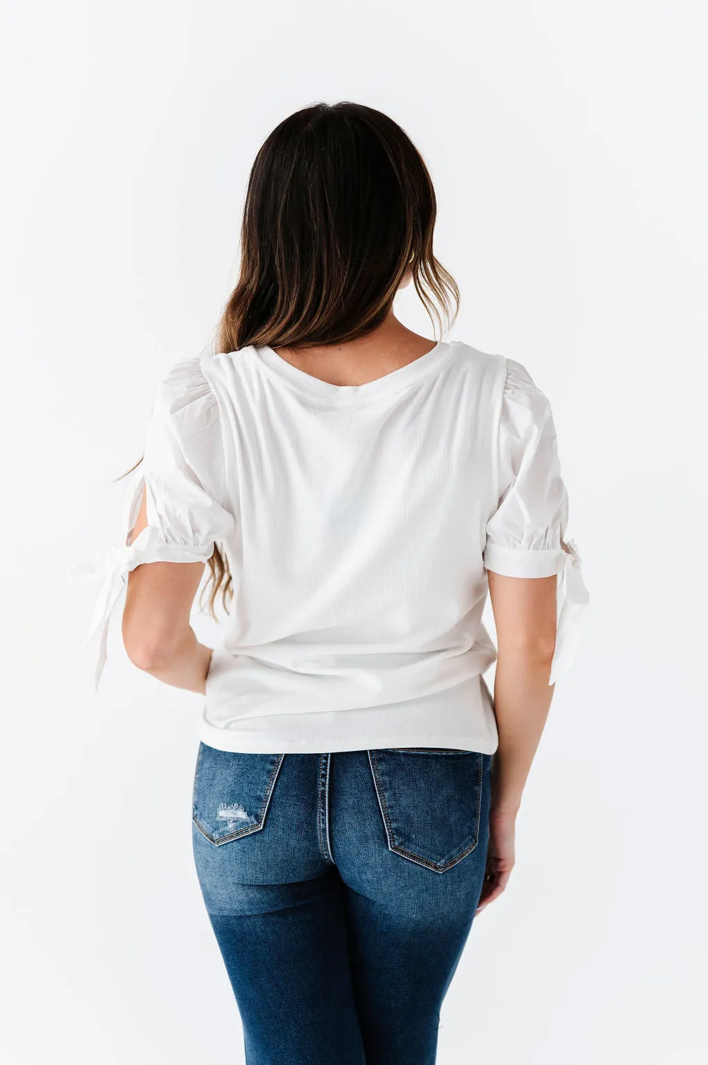 Anne Puff Sleeve Top in White