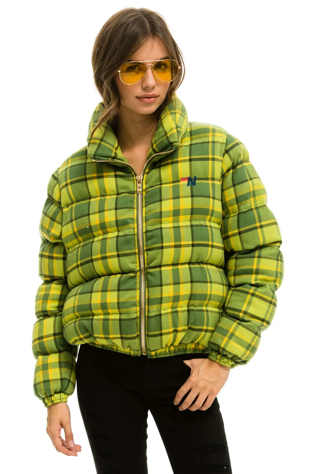 APRES PLAID PUFFER JACKET - AVOCADO PLAID