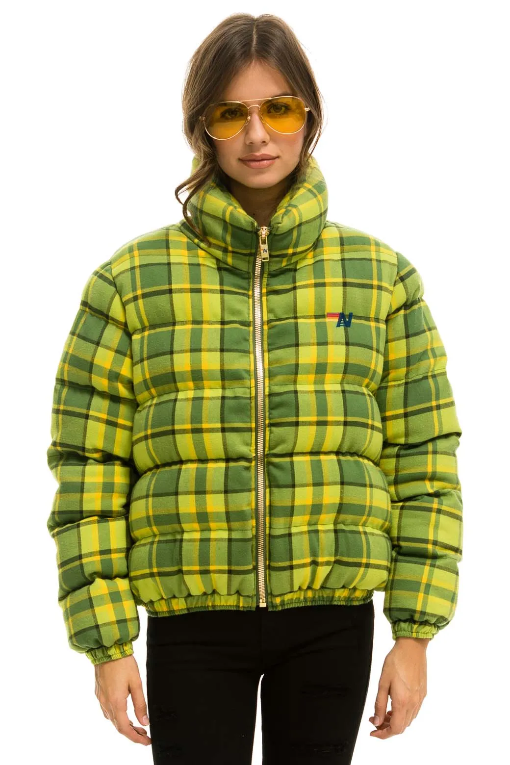 APRES PLAID PUFFER JACKET - AVOCADO PLAID