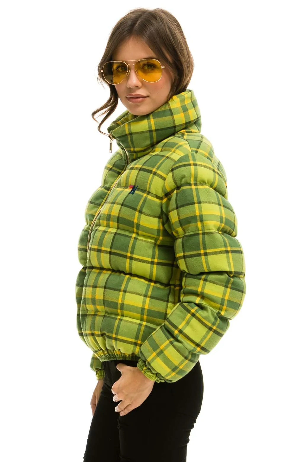 APRES PLAID PUFFER JACKET - AVOCADO PLAID