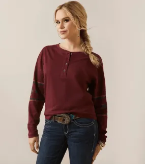 Ariat Women's Tawny Port Relaxed Henley Long Sleeve Shirt 10046443