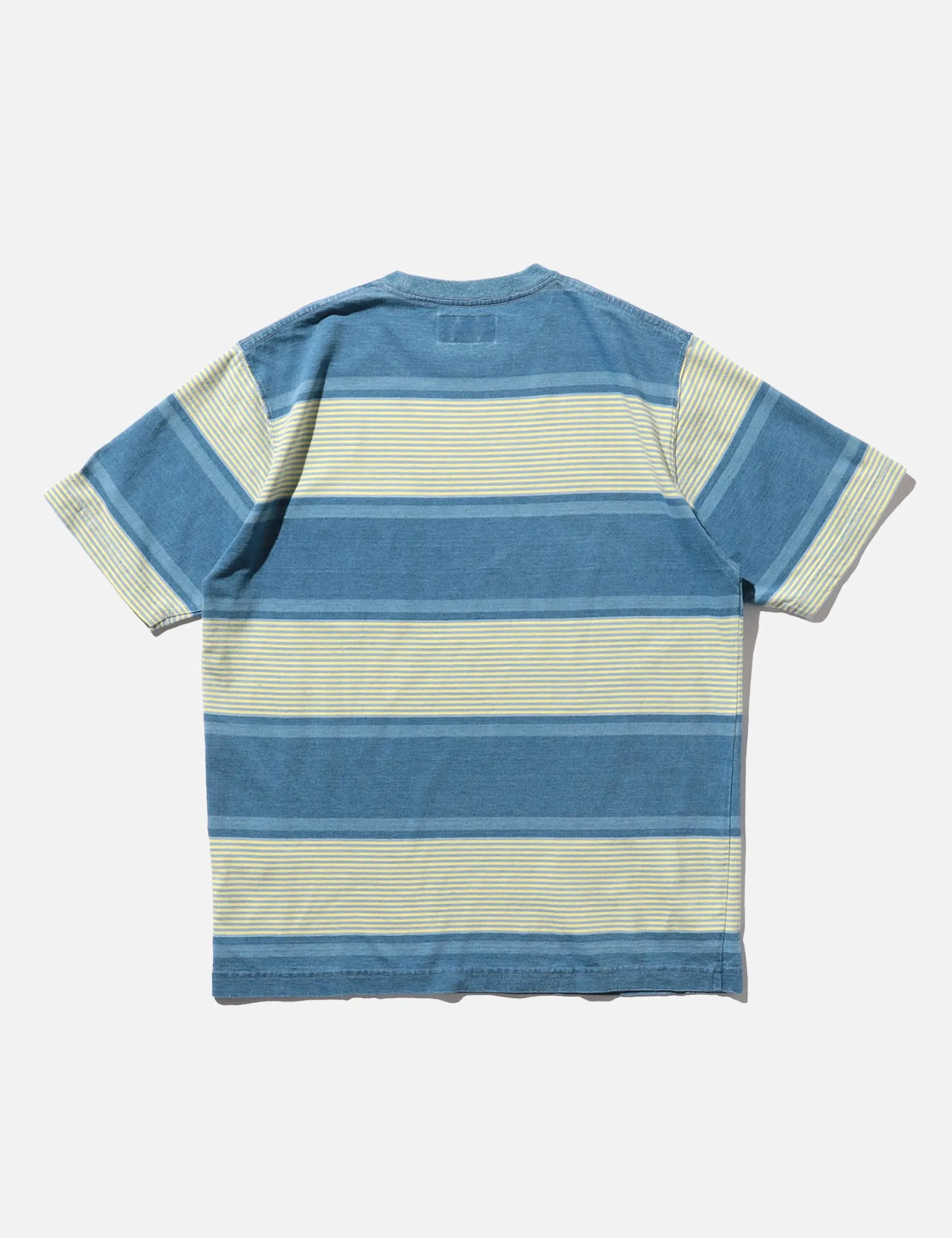 Beams Plus Indigo Stripe Pocket T-Shirt - Blue/Ecru