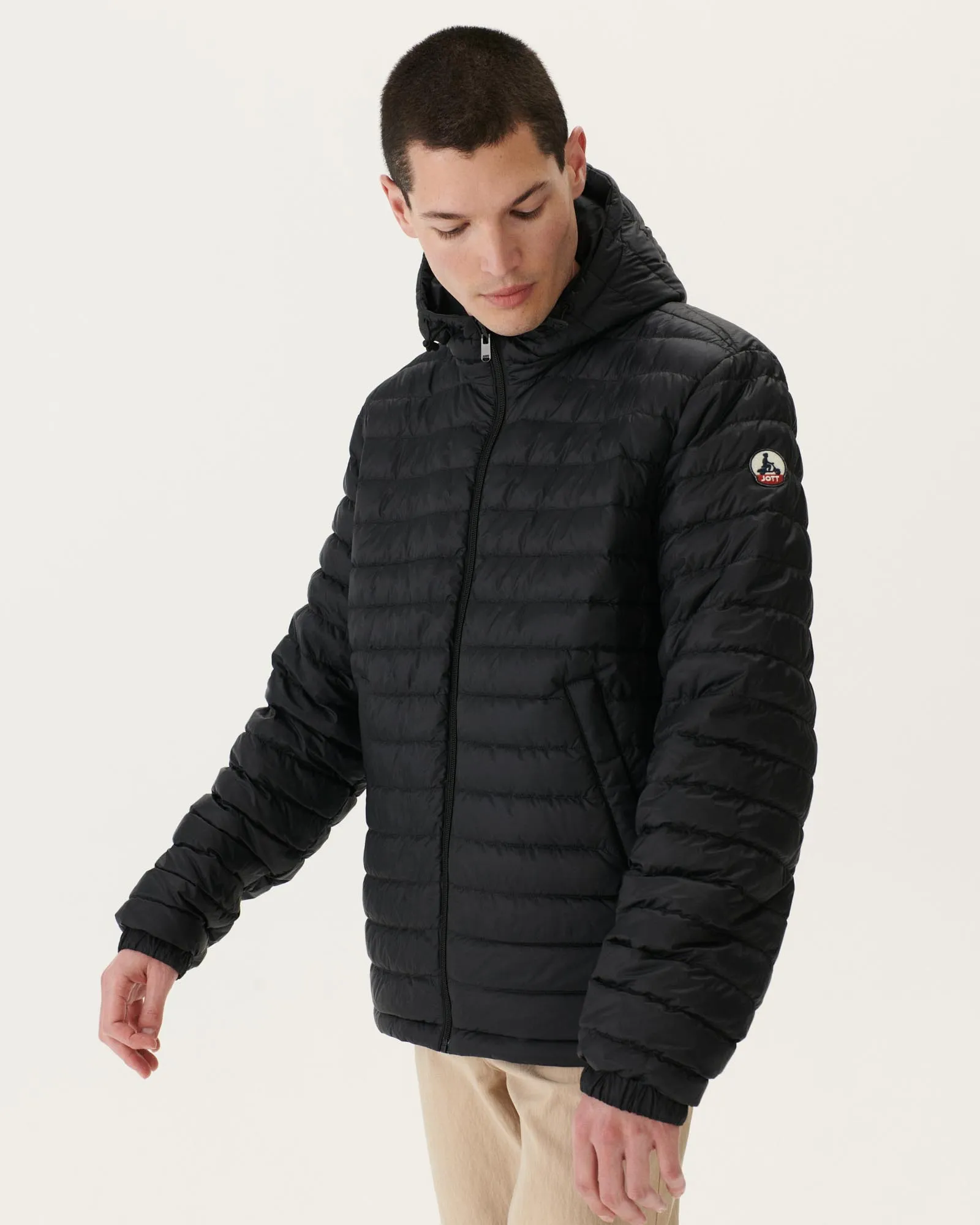 Black Bergen reversible hooded puffer jacket