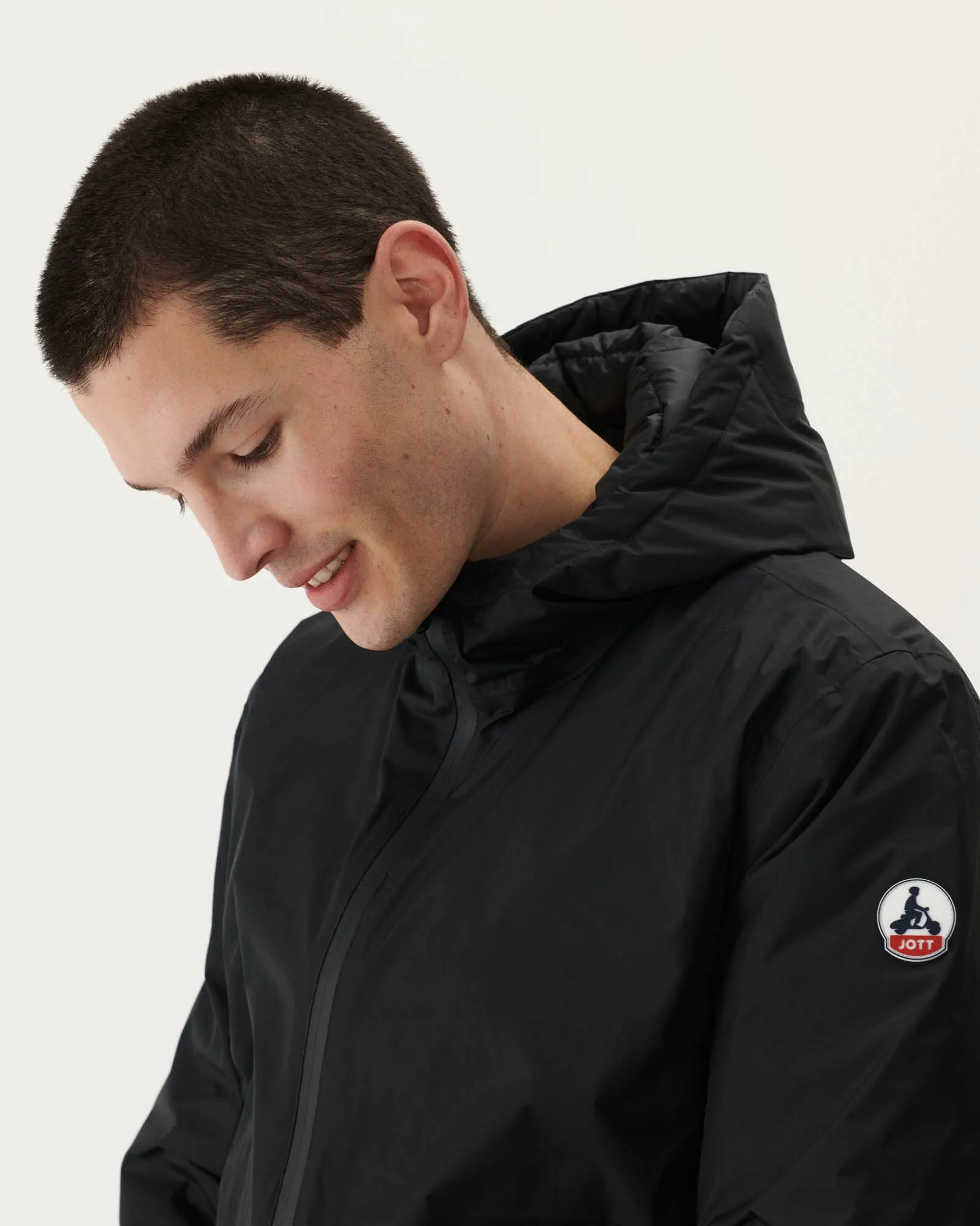 Black Bergen reversible hooded puffer jacket