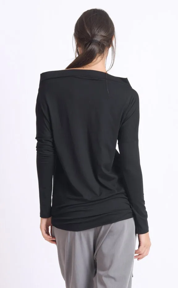 Black Boat Neck Top