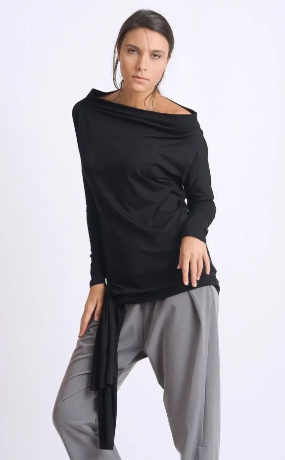 Black Boat Neck Top