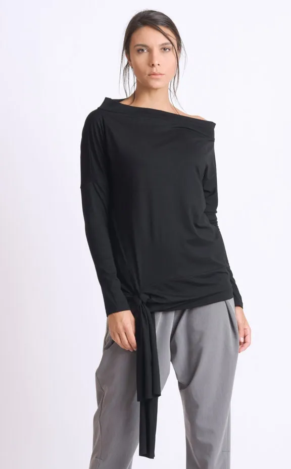 Black Boat Neck Top