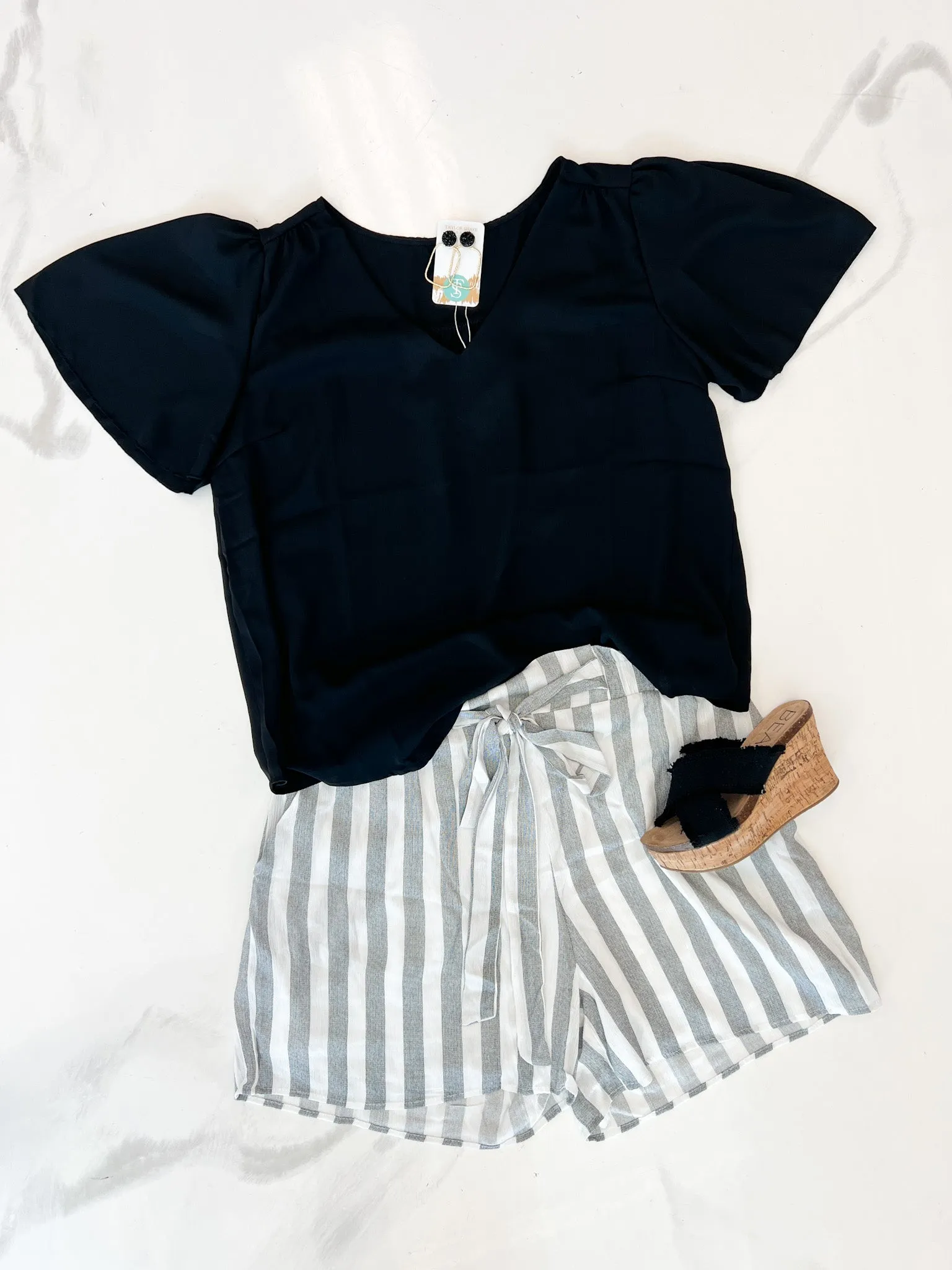 Black   White Stripe Shorts