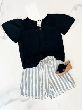 Black   White Stripe Shorts