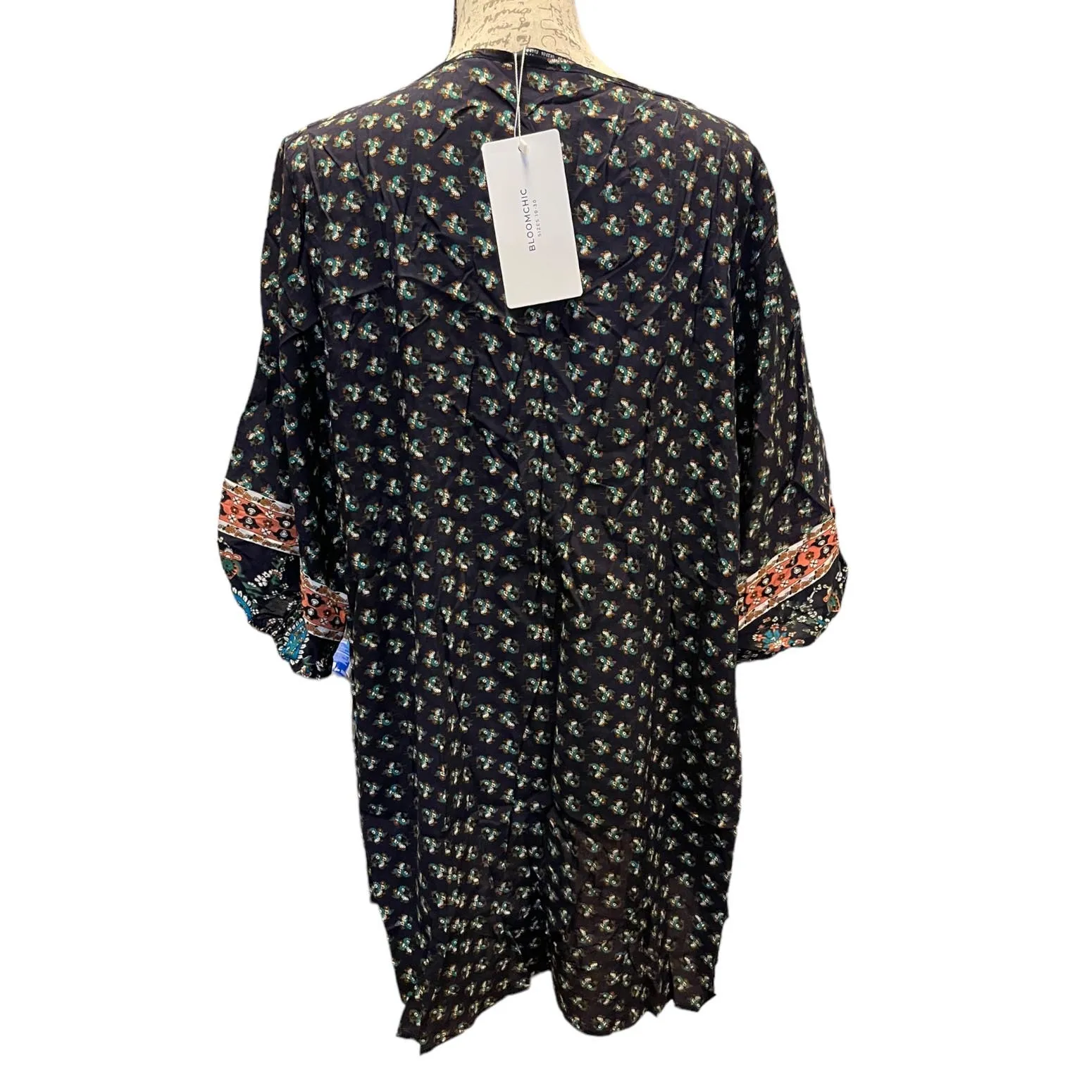 Bloomchic Navy Blue Boho Floral Babydoll Shirt Plus Size 18/20