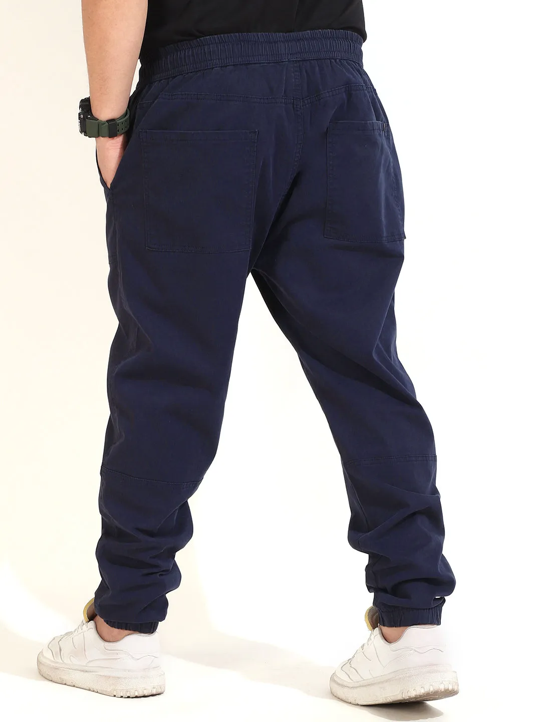 Blue Cotton Plus Size Cargo