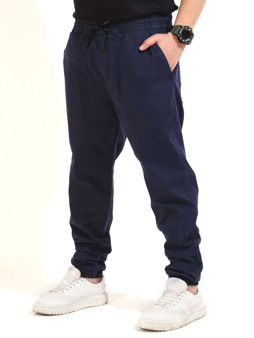 Blue Cotton Plus Size Cargo