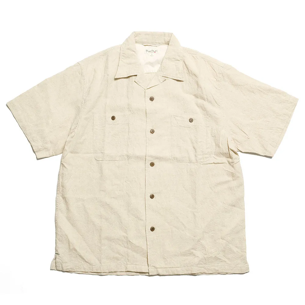 BURGUS PLUS - Open Collar Cotton Linen Shirt - BP24502