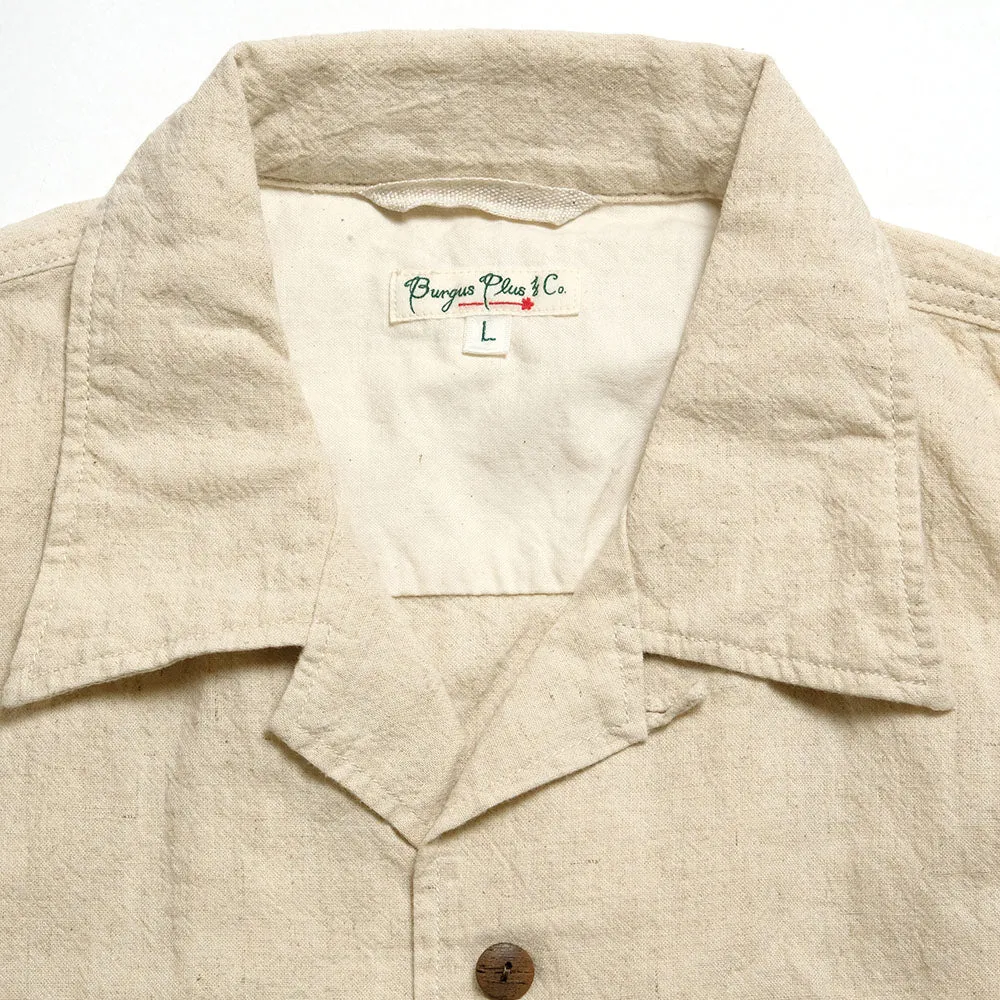 BURGUS PLUS - Open Collar Cotton Linen Shirt - BP24502