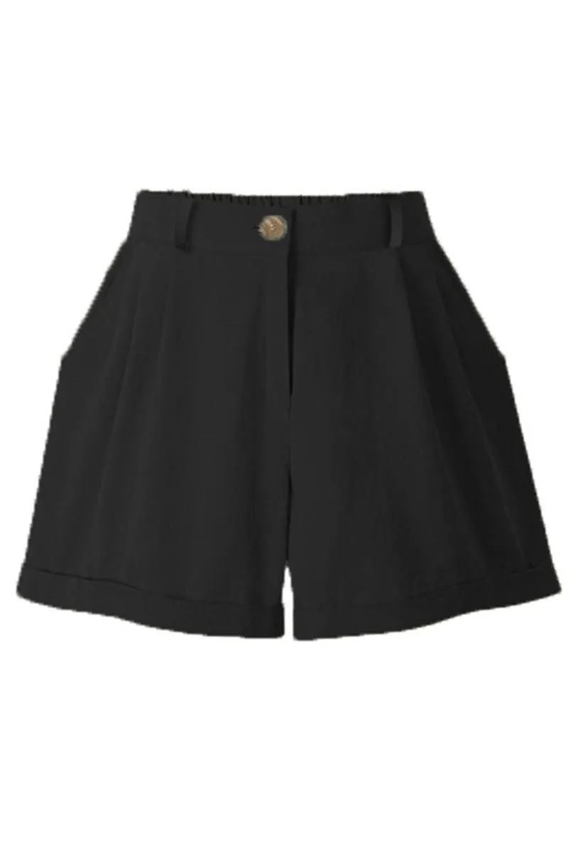 BUTTON CLOSURE CASUAL ROLLED SHORTS