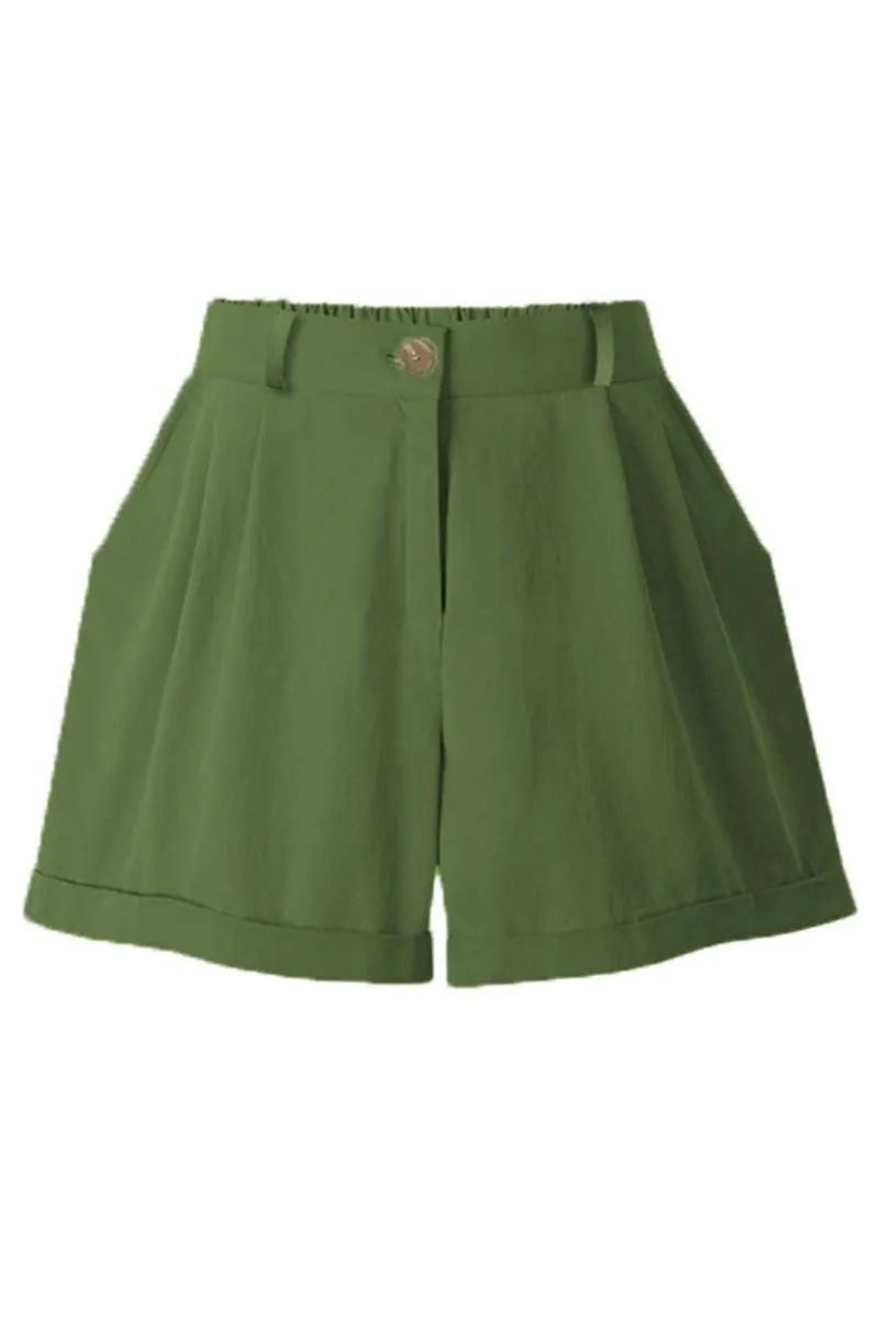 BUTTON CLOSURE CASUAL ROLLED SHORTS