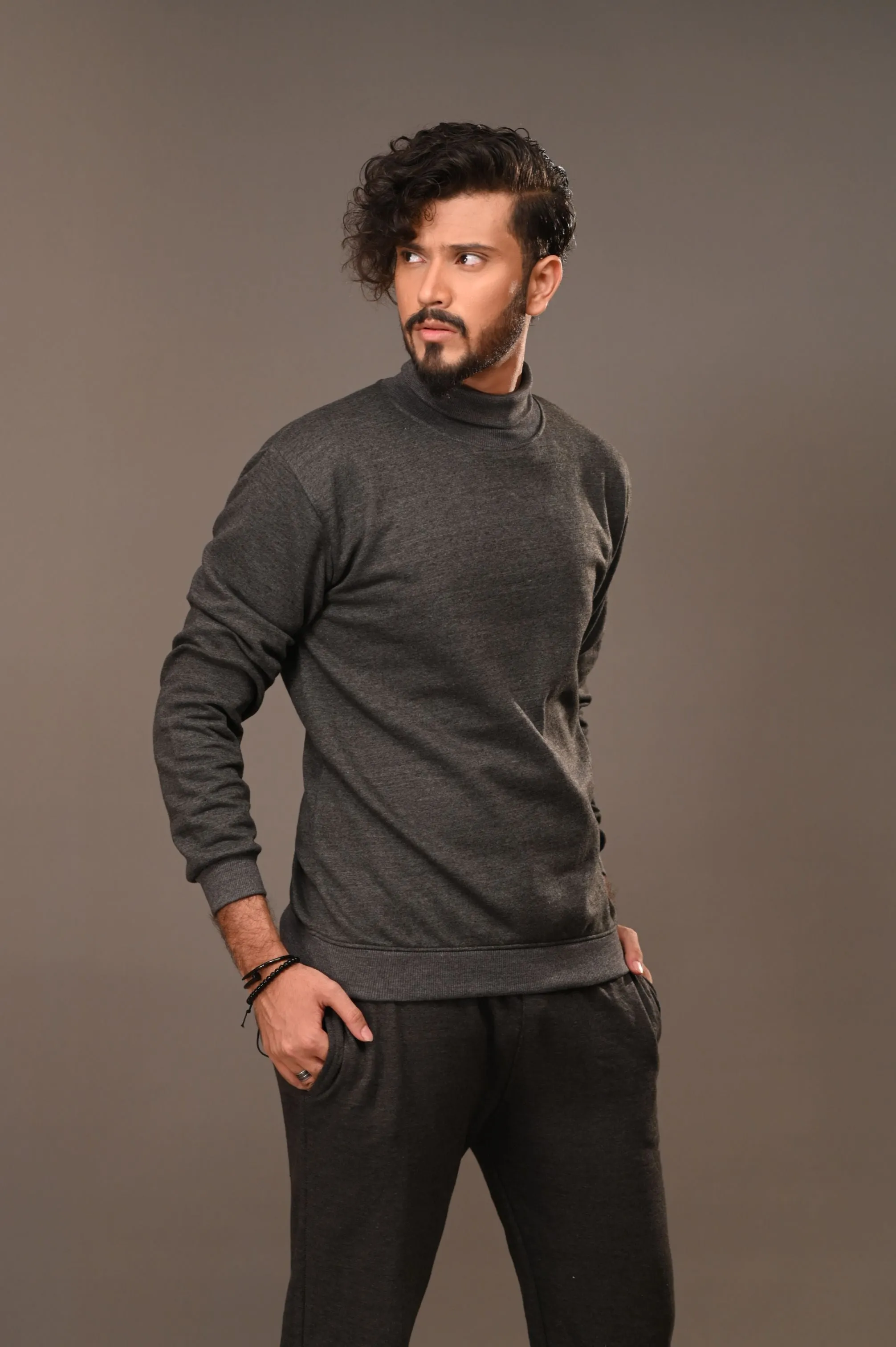 Charcoal Basic Mock Neck