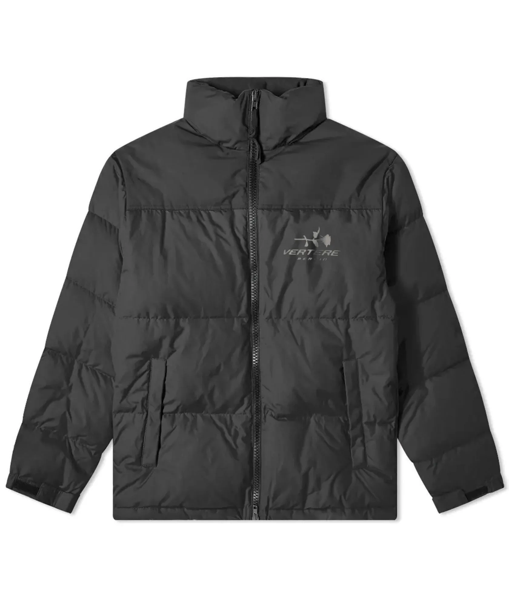 CHROME ROSE PUFFER JACKET - BLACK