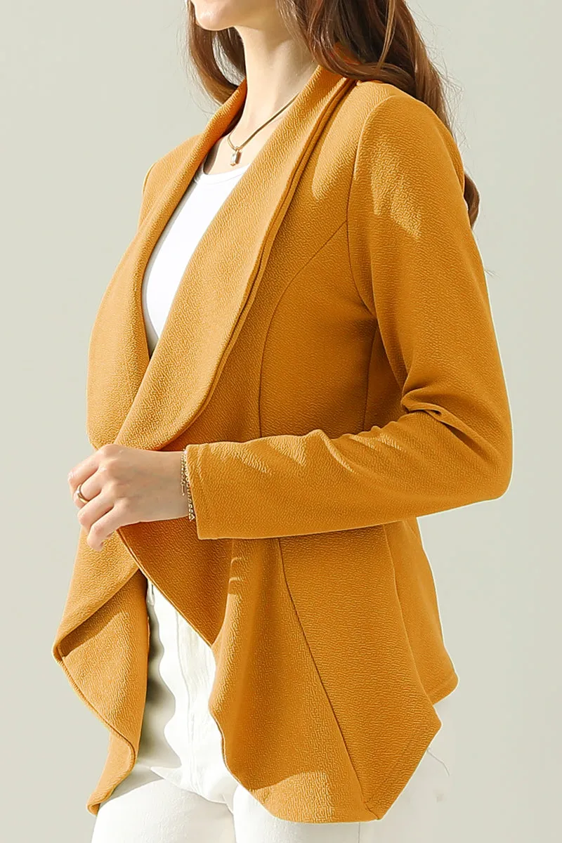 Classic Draped Open Front Blazer Jacket for Women with Plus Size