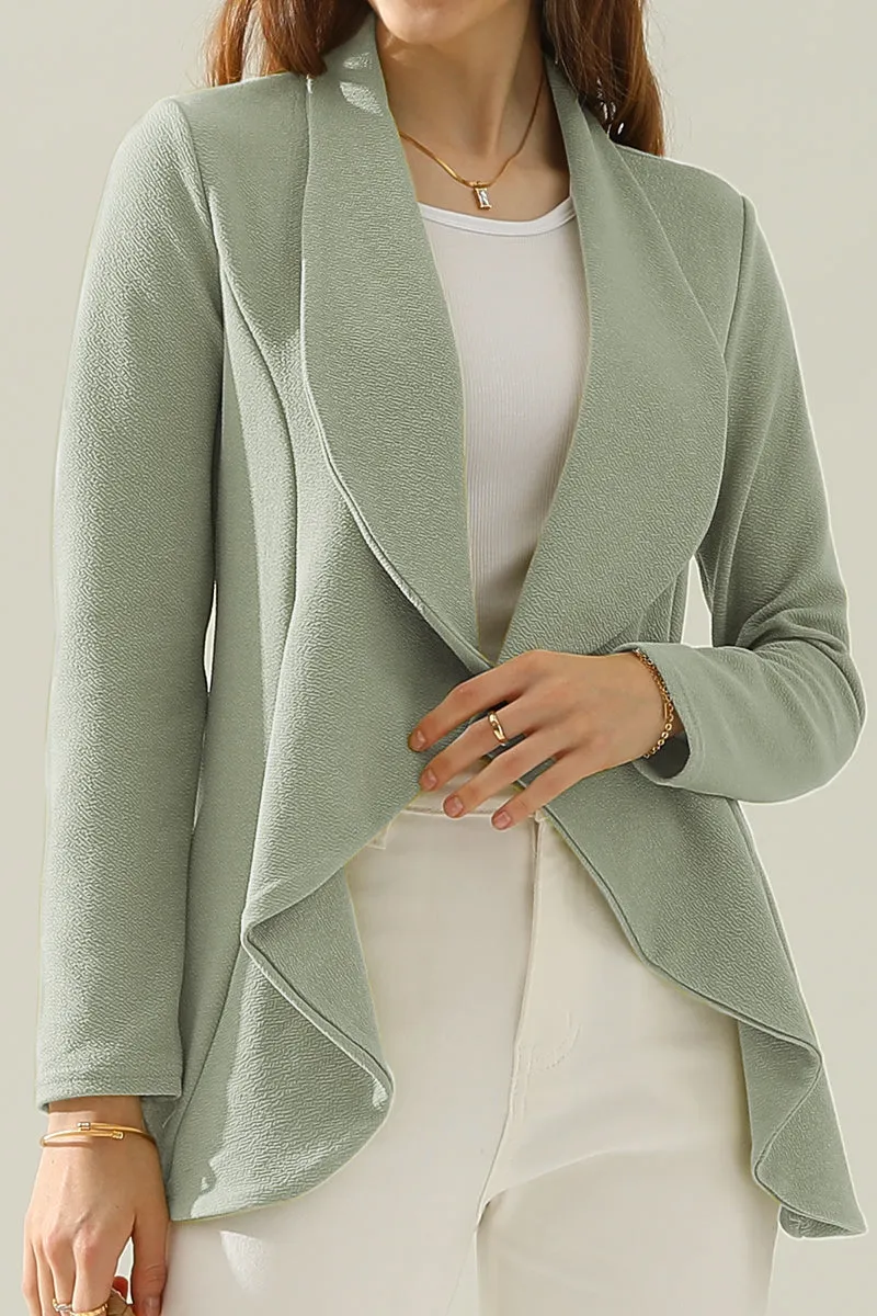 Classic Draped Open Front Blazer Jacket for Women with Plus Size