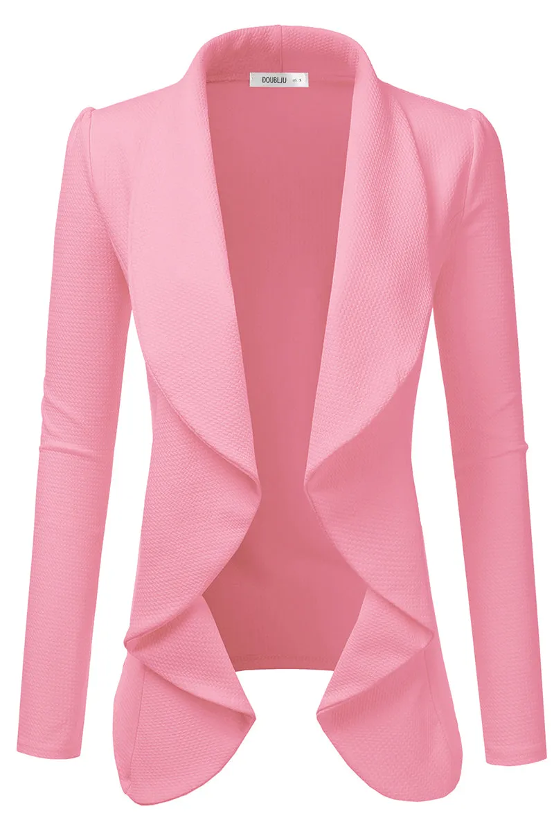 Classic Draped Open Front Blazer Jacket for Women with Plus Size