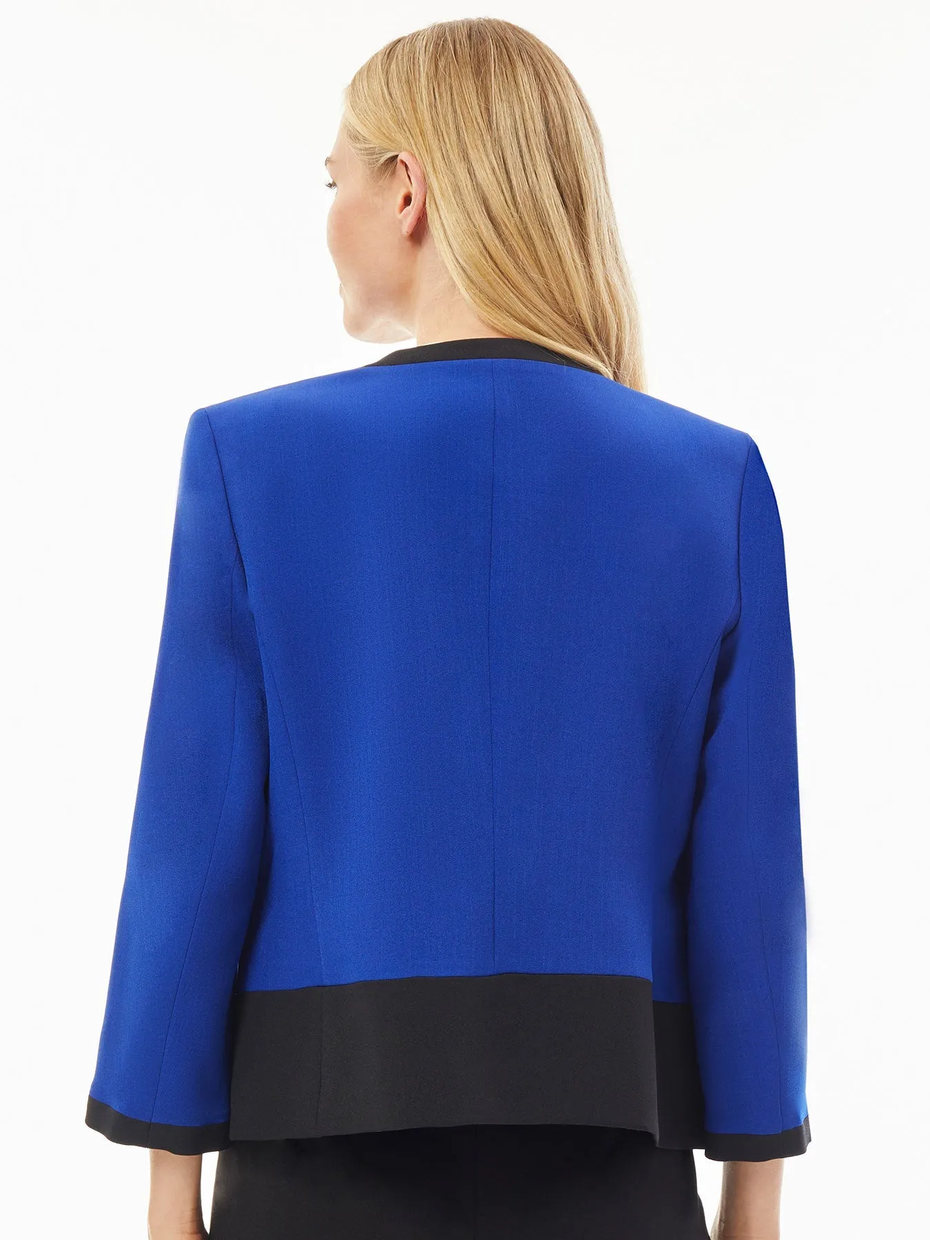 Colorblock Open Front Stretch Crepe Jacket