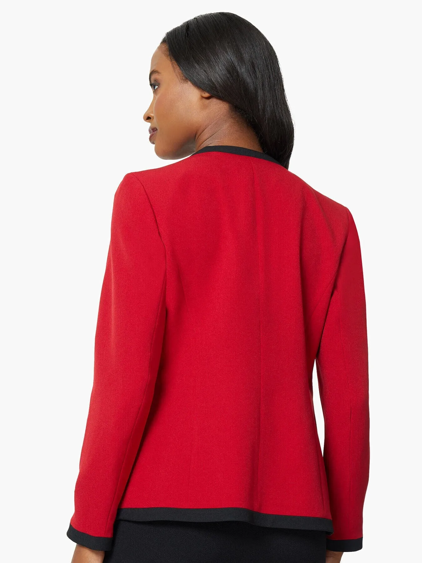 Contrast Trim Stretch Crepe Jacket