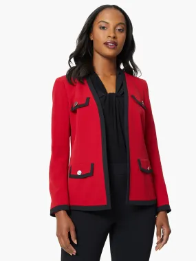 Contrast Trim Stretch Crepe Jacket