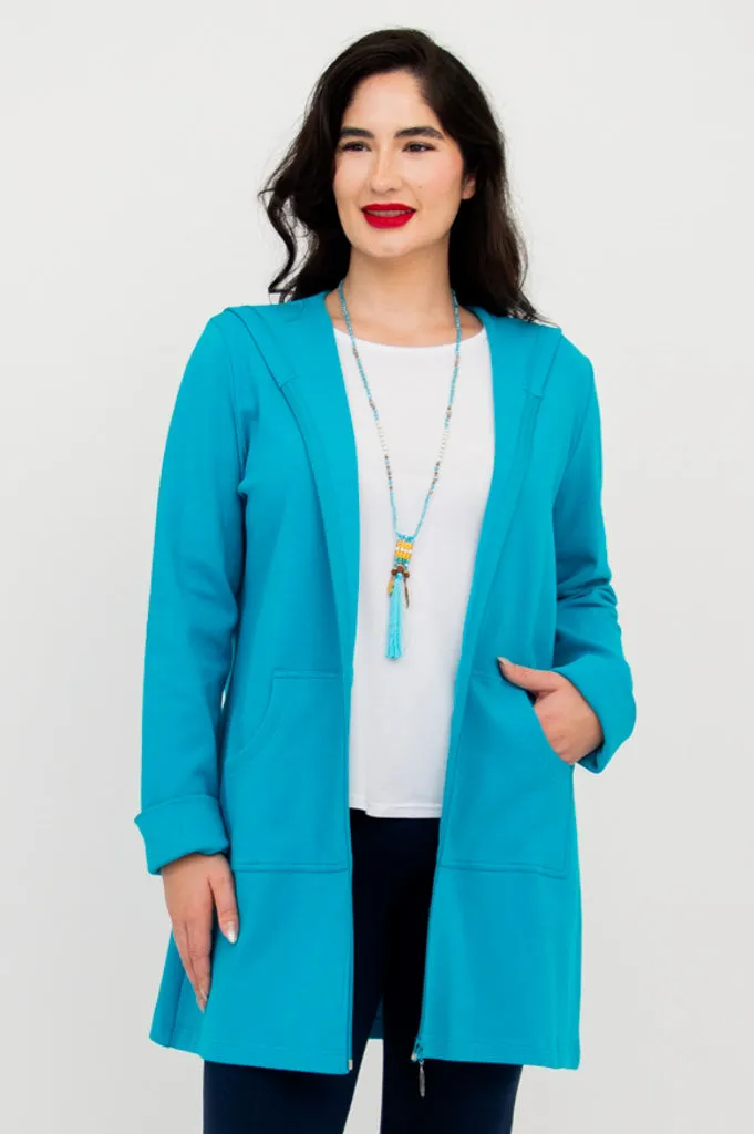 Cortes Jacket, Turquoise, Cotton