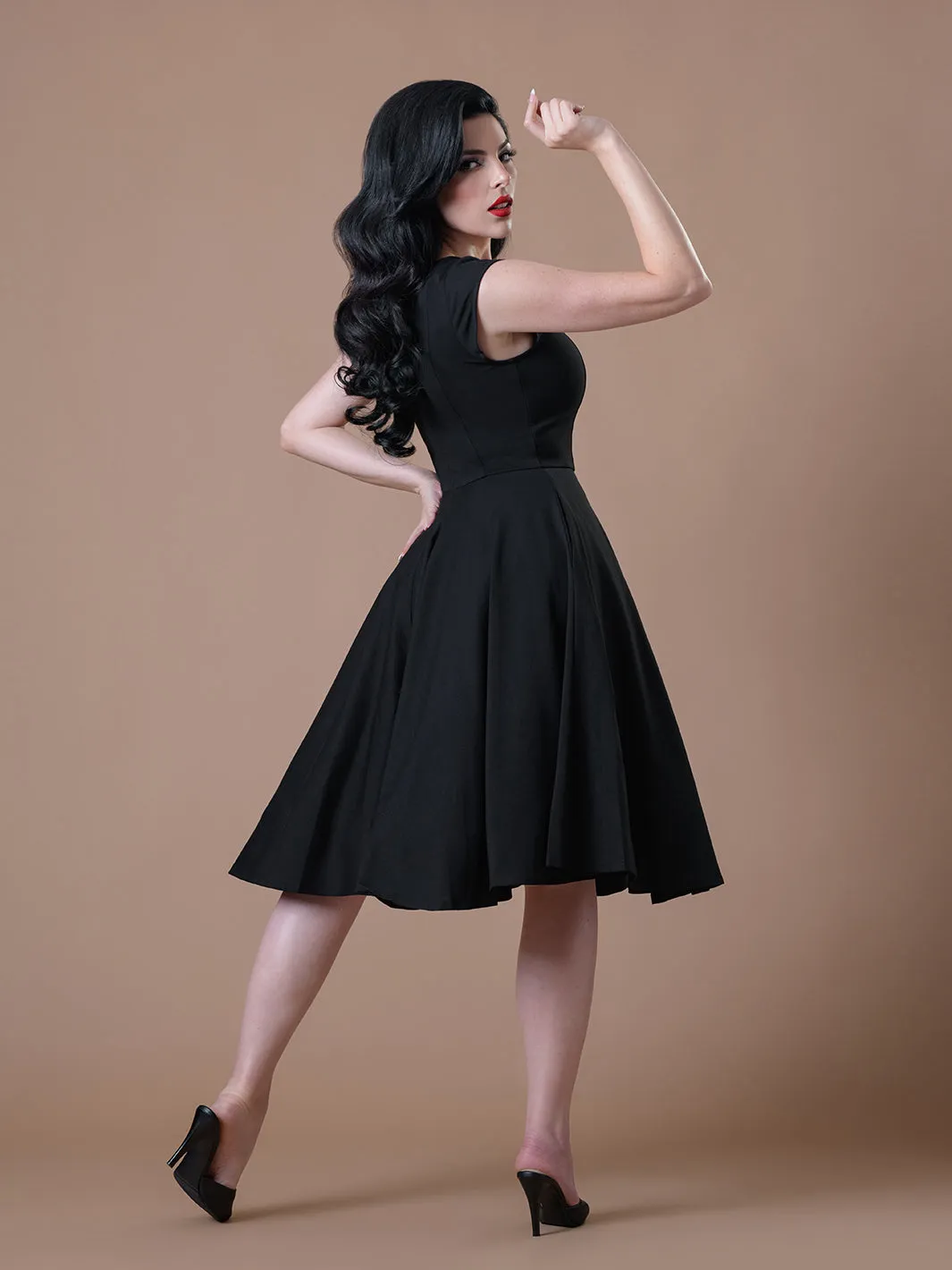 Cosmopolitan Swing Dress- Black