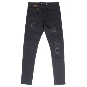 CRYSP DENIM DISTRESSED DENIM JEANS BLACK - CRYSPSP120-119