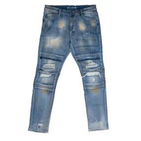 CRYSP DENIM DISTRESSED DENIM JEANS INDIGIO - CRYF119-115