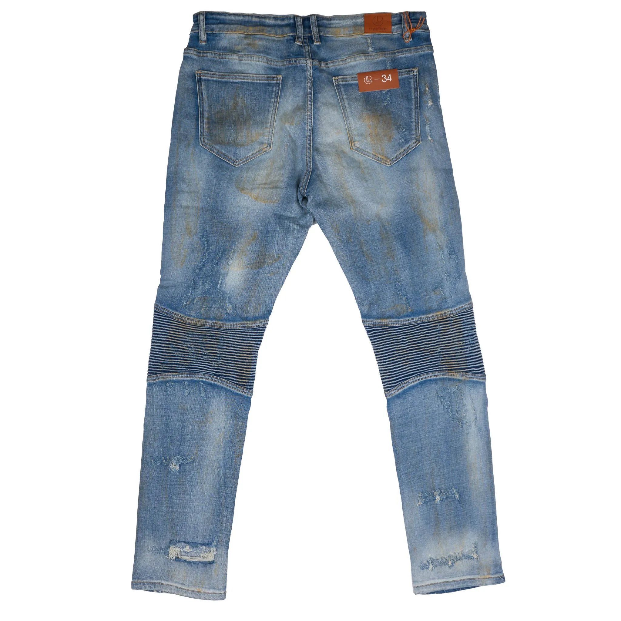 CRYSP DENIM DISTRESSED DENIM JEANS INDIGIO - CRYF119-115