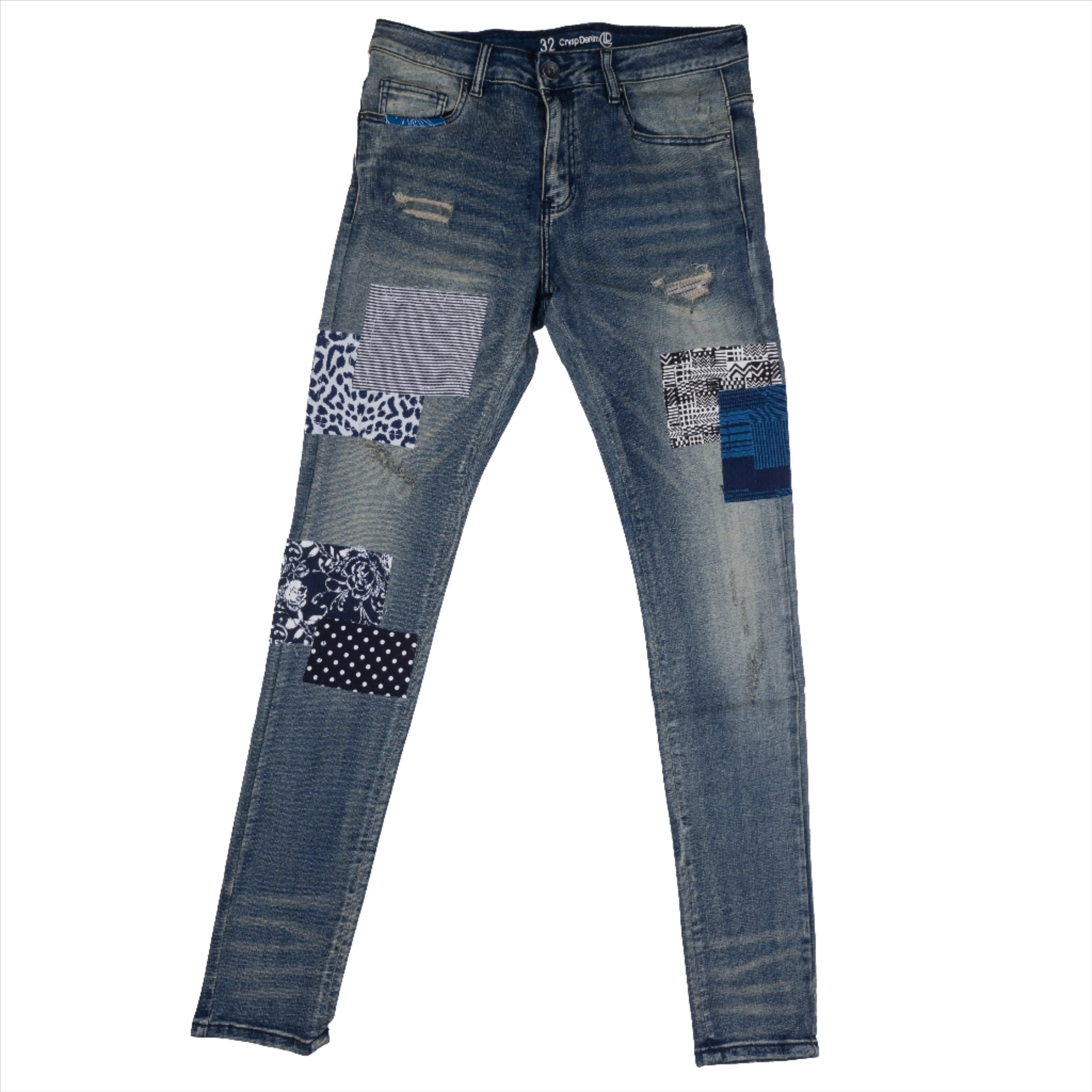 CRYSP DENIM DISTRESSED JEANS LIGHT INDIGO  - CRYSPSUM20-120