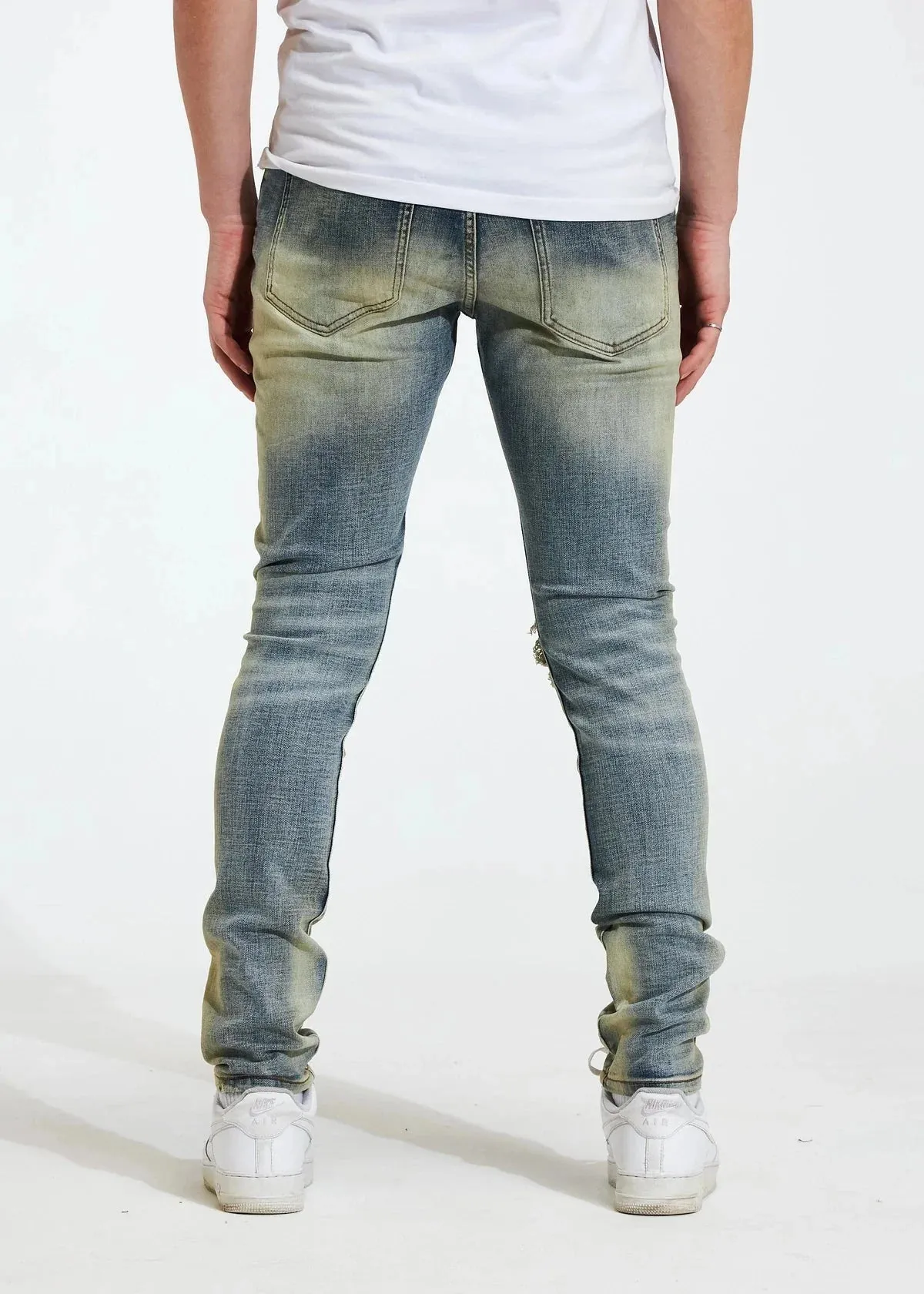 CRYSP DENIM PATCHWORK PAINT DENIM JEANS LIGHT BLUE - CRYSP122-4