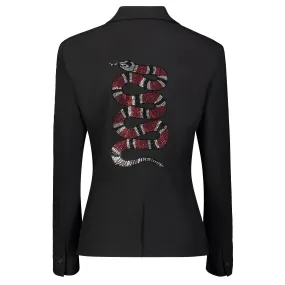 Crystal Red Snake Blazer - Black