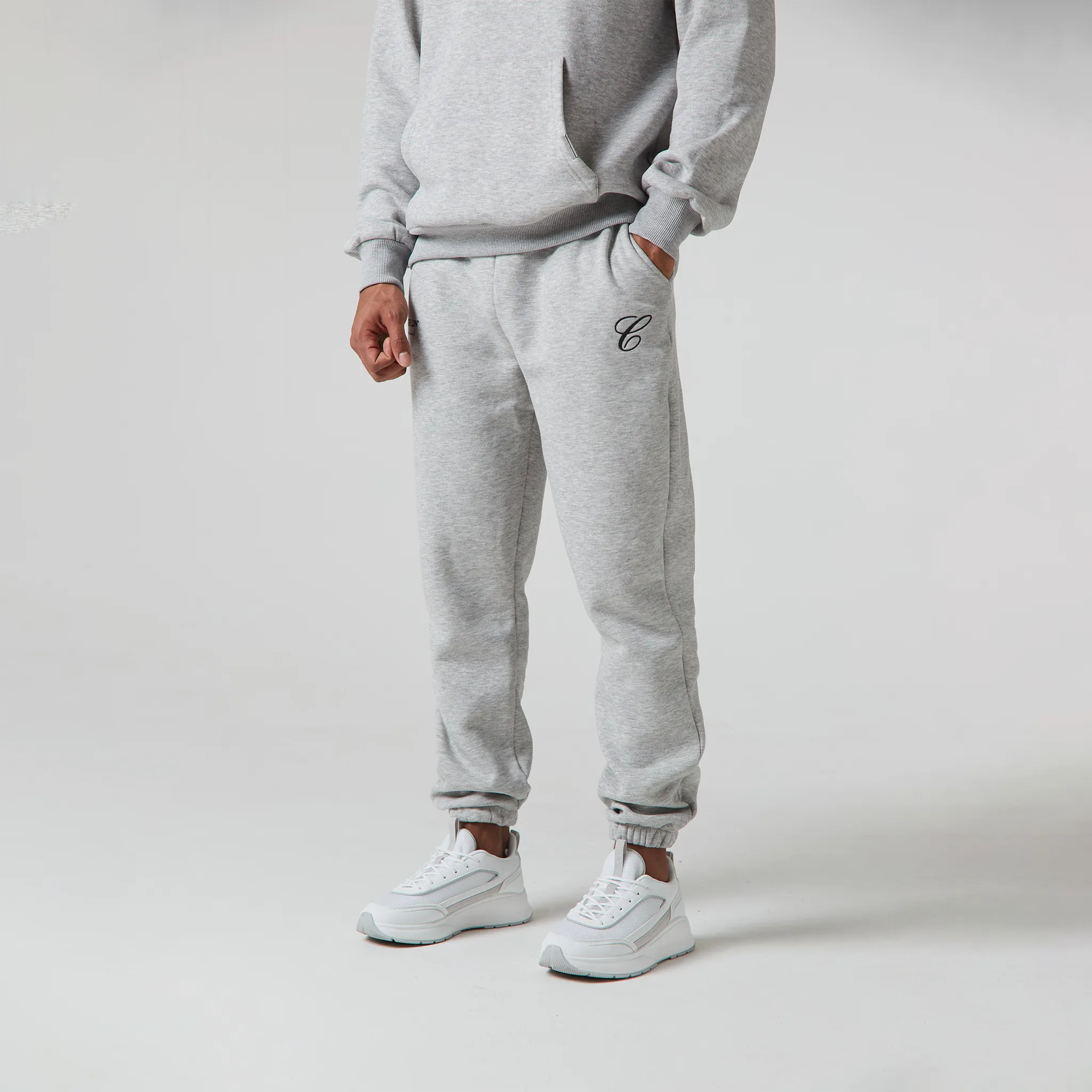 Double Logo Tracksuit | Light Grey Marl