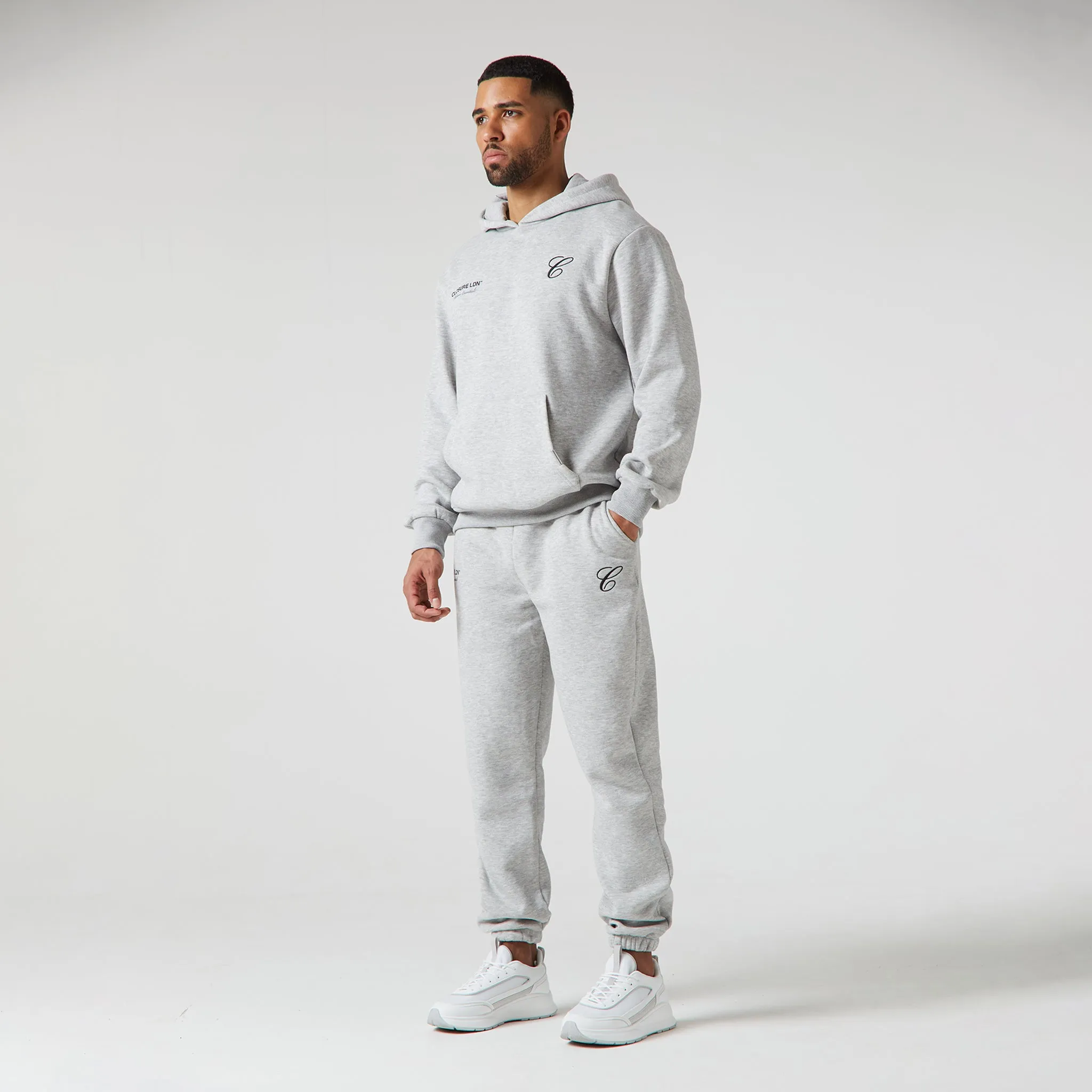 Double Logo Tracksuit | Light Grey Marl