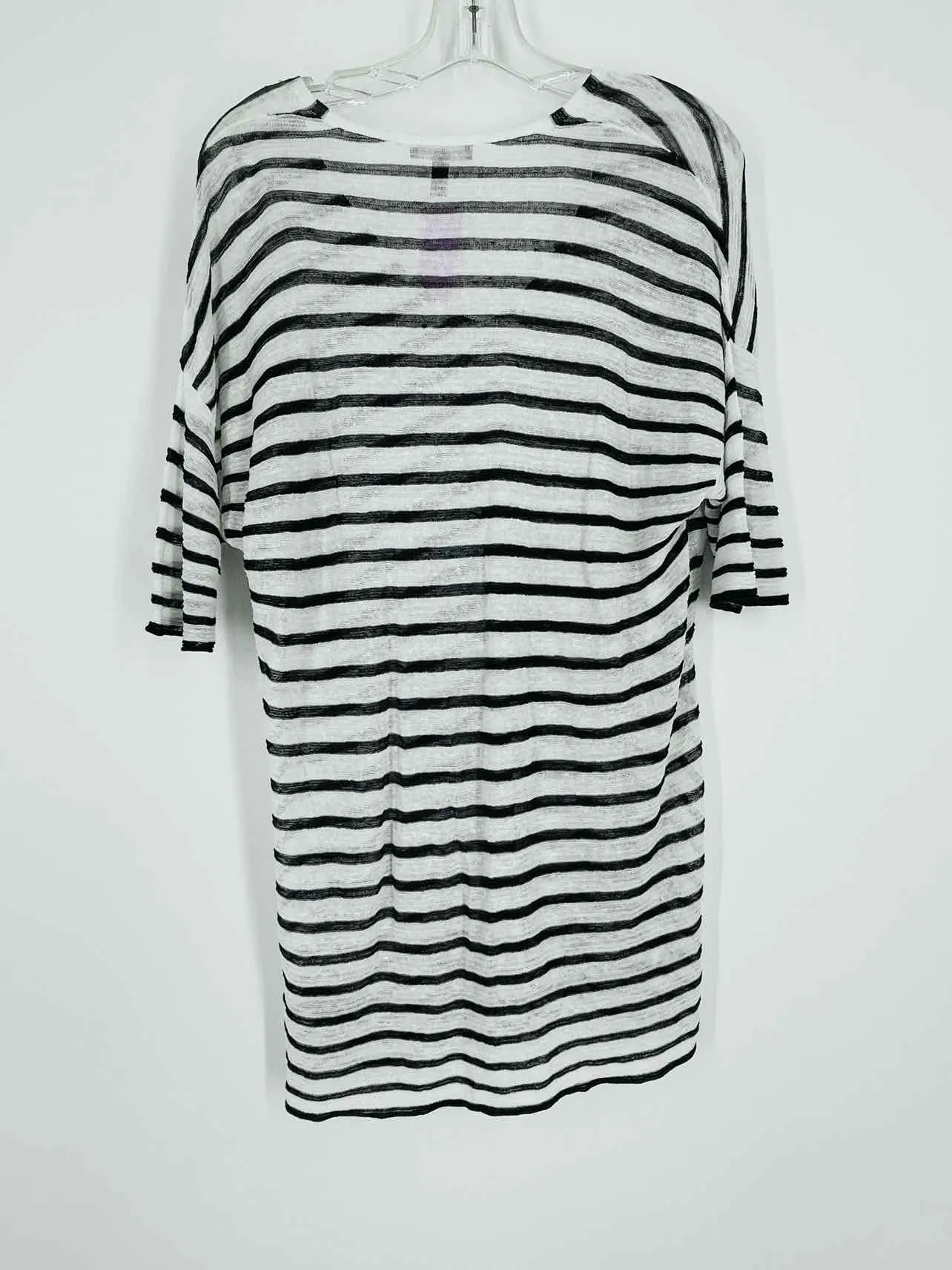 Eileen Fisher Size S White/Black Stripe Linen Tops Top-Short Sleeve