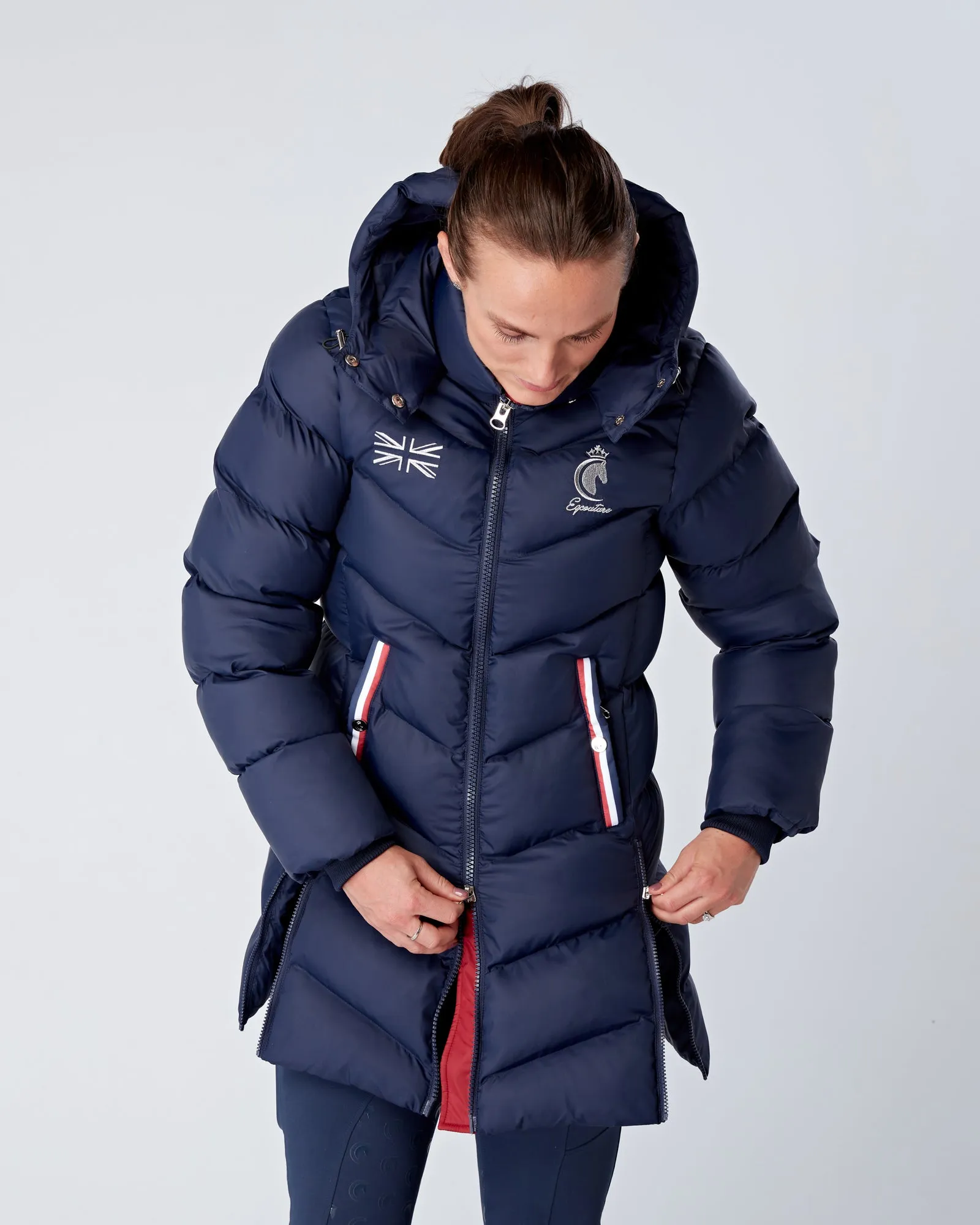 Exclusive Long Navy Puffer Coat / Jacket - Detachable Hood