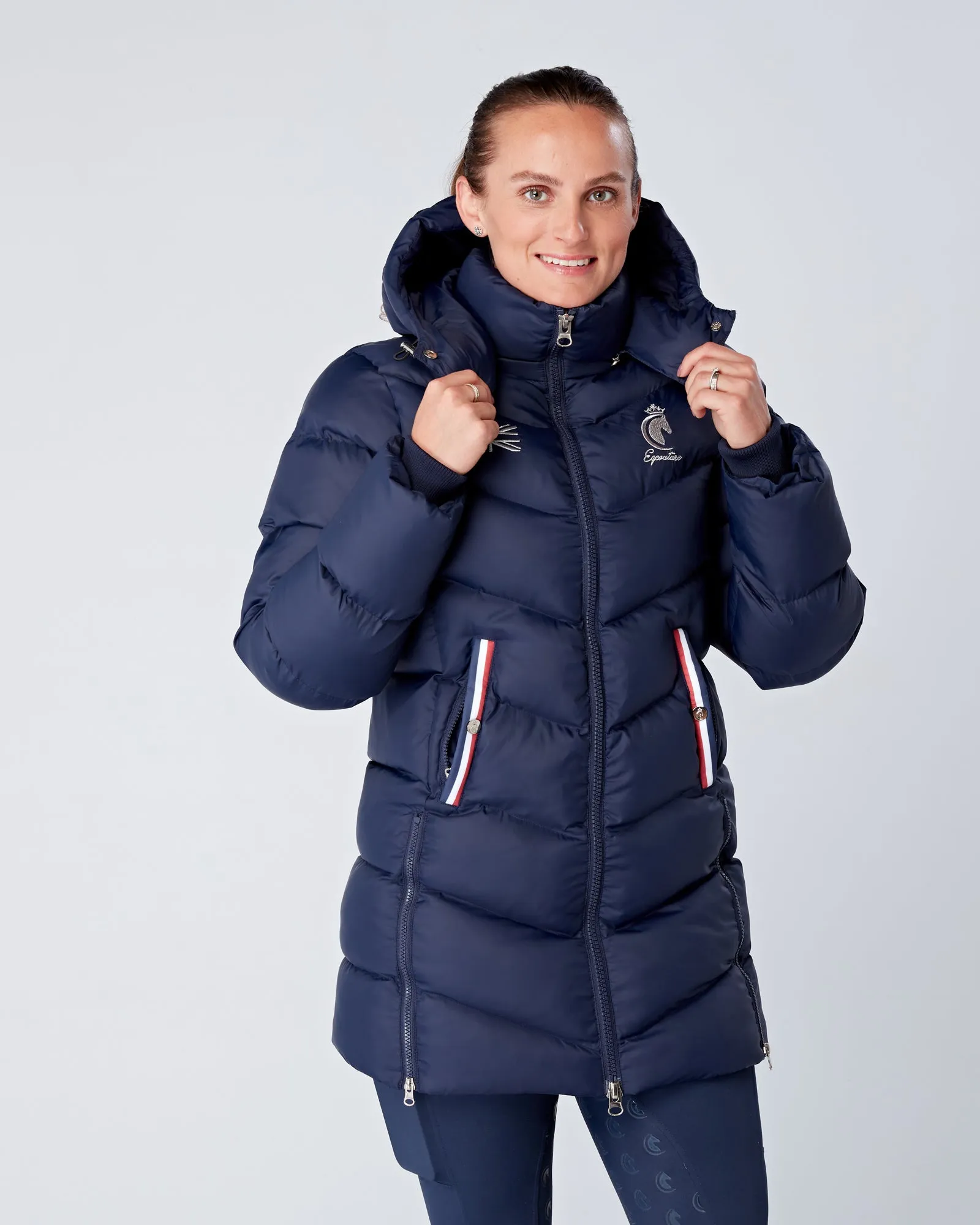 Exclusive Long Navy Puffer Coat / Jacket - Detachable Hood