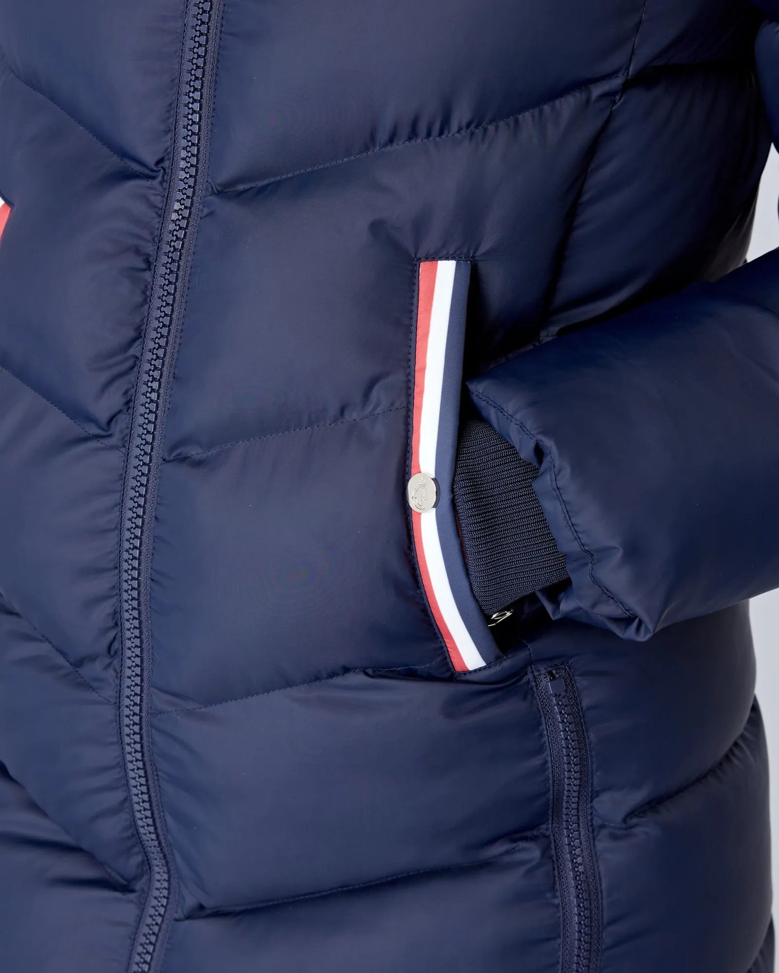 Exclusive Long Navy Puffer Coat / Jacket - Detachable Hood